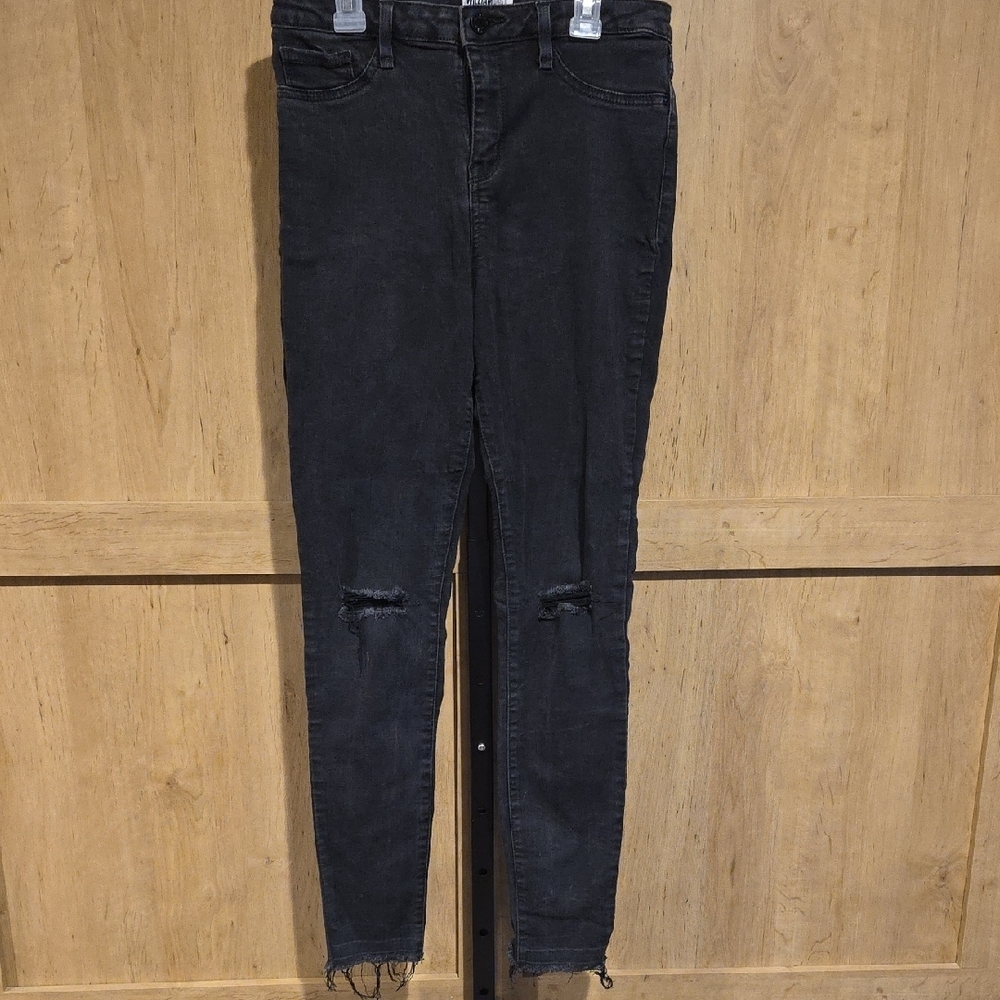 (J56) William Rast Black Distressed Skinny Jeans Sz 29